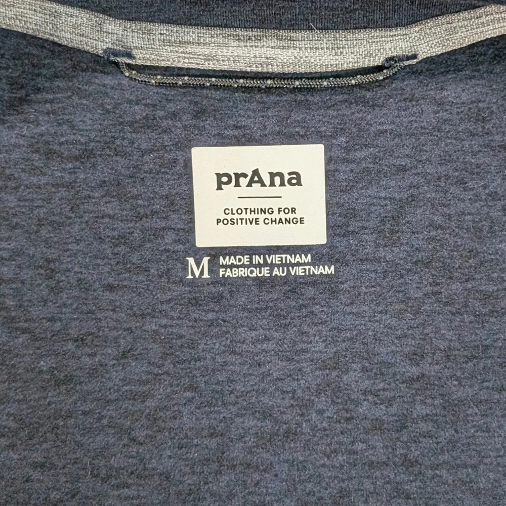 Prana Mens Quarter Zip Pullover Heather Gray Thumbhole Back Pocket‎ Size M 17x24